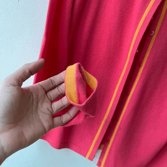 Pink & Peach 100% Cashmere Cardigan - Linda Allard Ellen Tracy - M - Picture 9 of 10